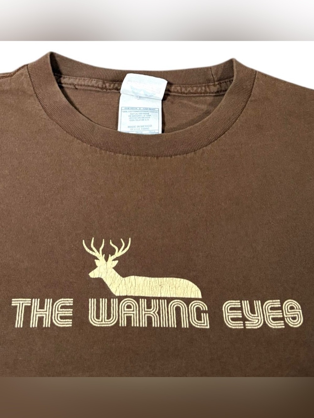 Vintage 2000s The Waking Eyes Rock Band T Shirt Rare Brown